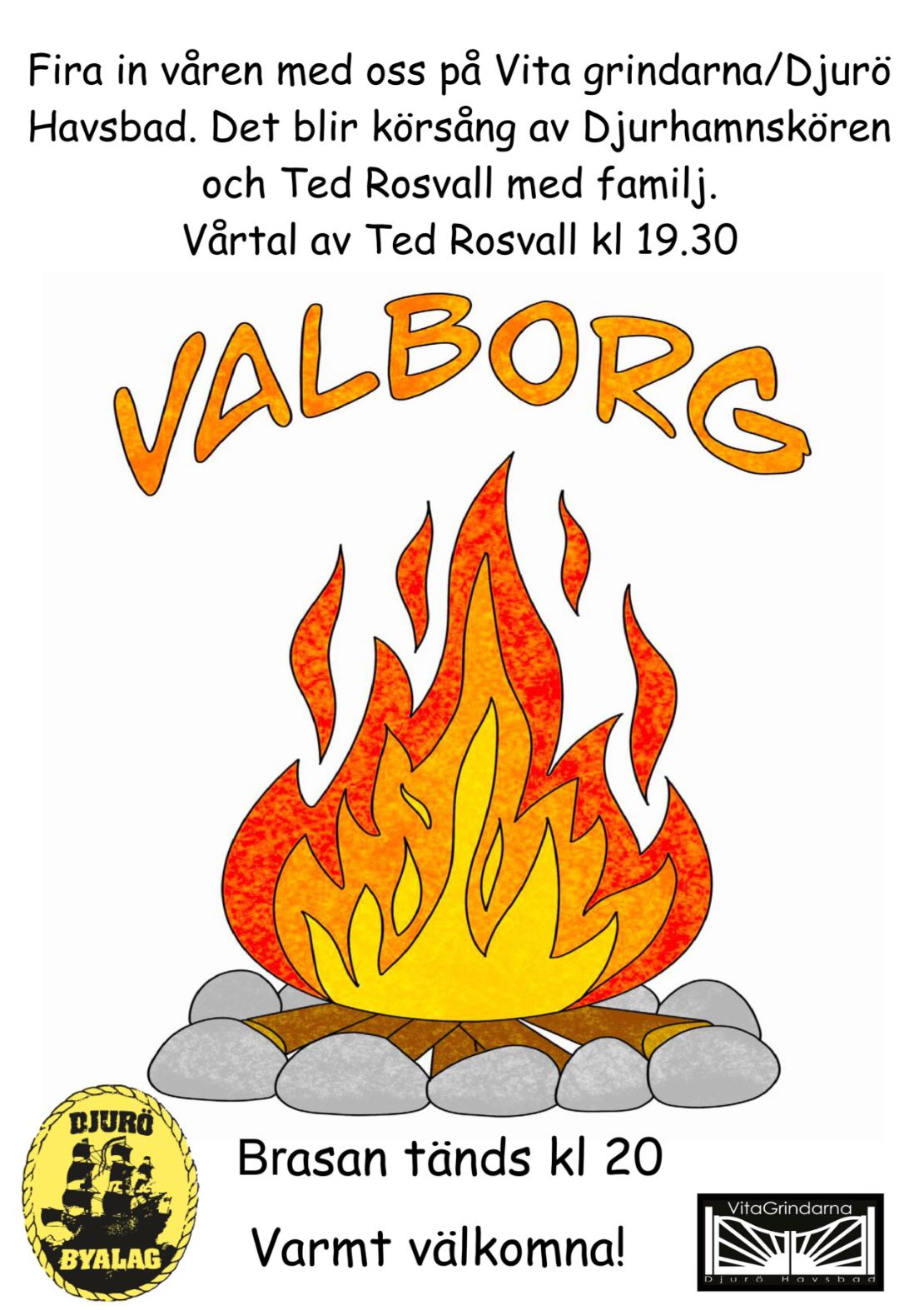Valborgsfirande på Vita Grindarna Djurö Havsbad kl. 19.30