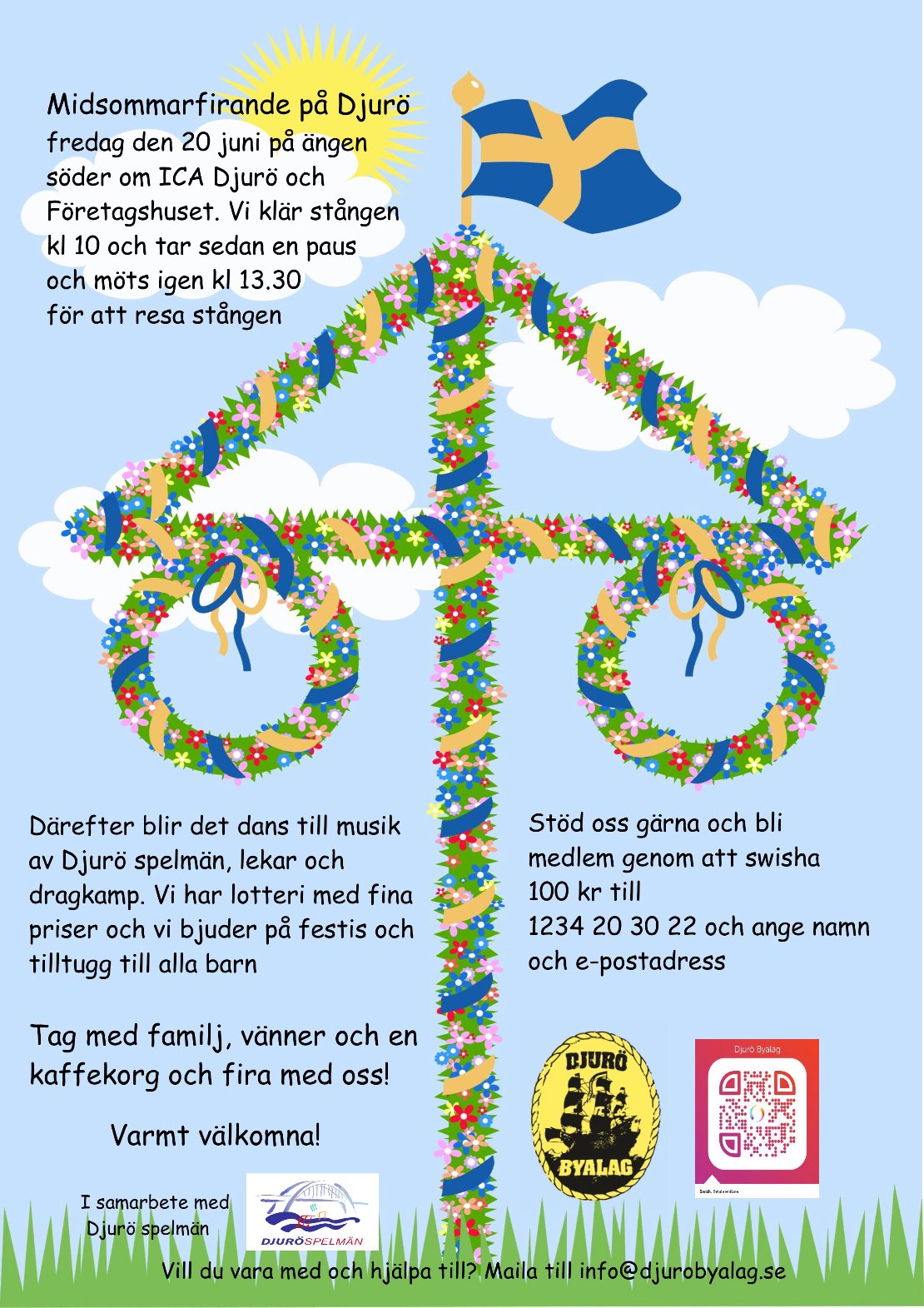 Midsommarfirande på Djurö fredag den 20 juni kl 13.30