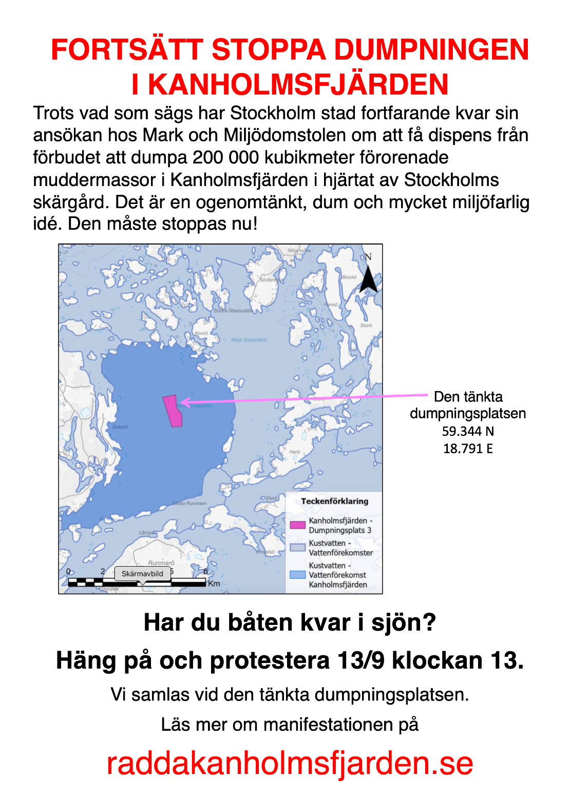 Rädda Kanholmsfjärden affisch, klicka här för att läsa mer